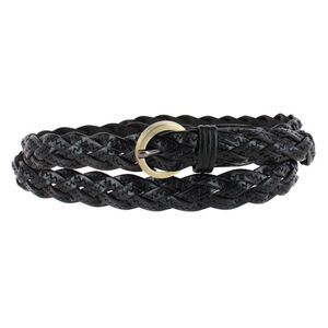 CTM Women's Leather Braided Skinny Casual Belt